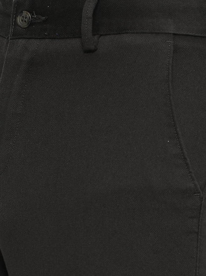 Black Solid Slim Fit Casual Trouser | Greenfibre