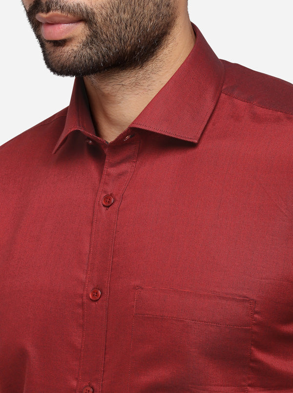 Red Solid Regular Fit Formal Shirt | Greenfibre