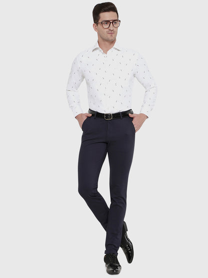 Dark Blue Solid Slim Fit Club Wear Trouser | JB Studio