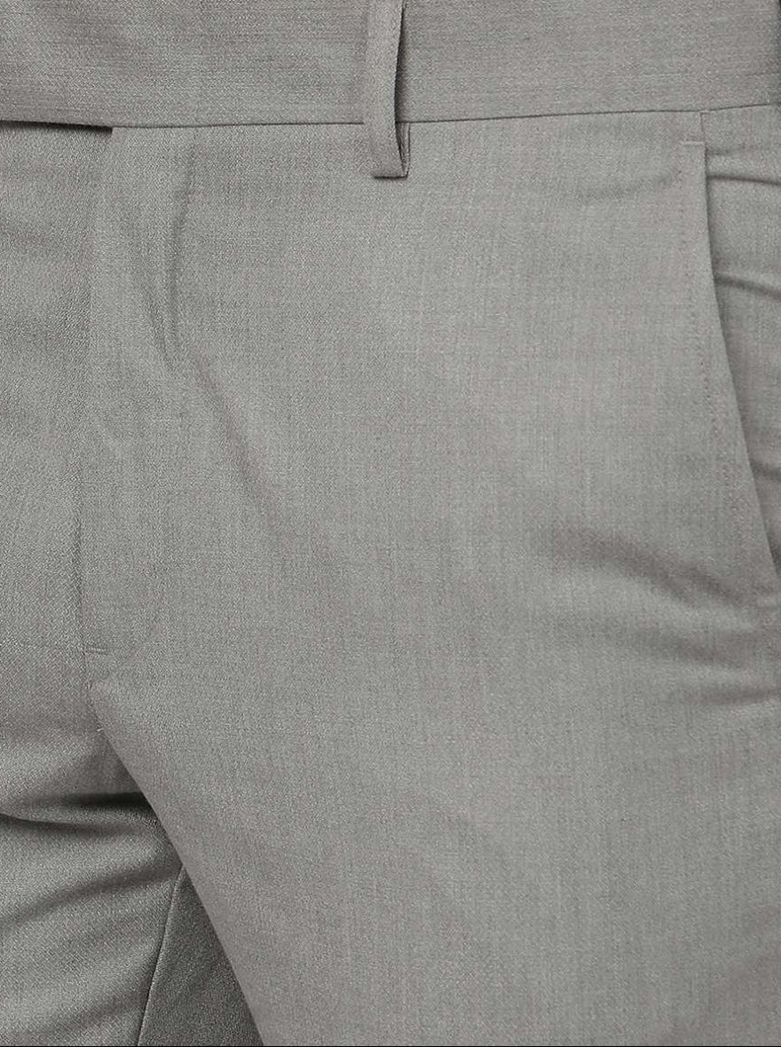 Steel Grey Solid Slim Fit Formal Trouser | Metal