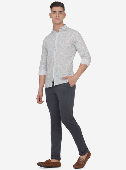 Navy Blue Solid Venice Fit Casual Trouser | JadeBlue