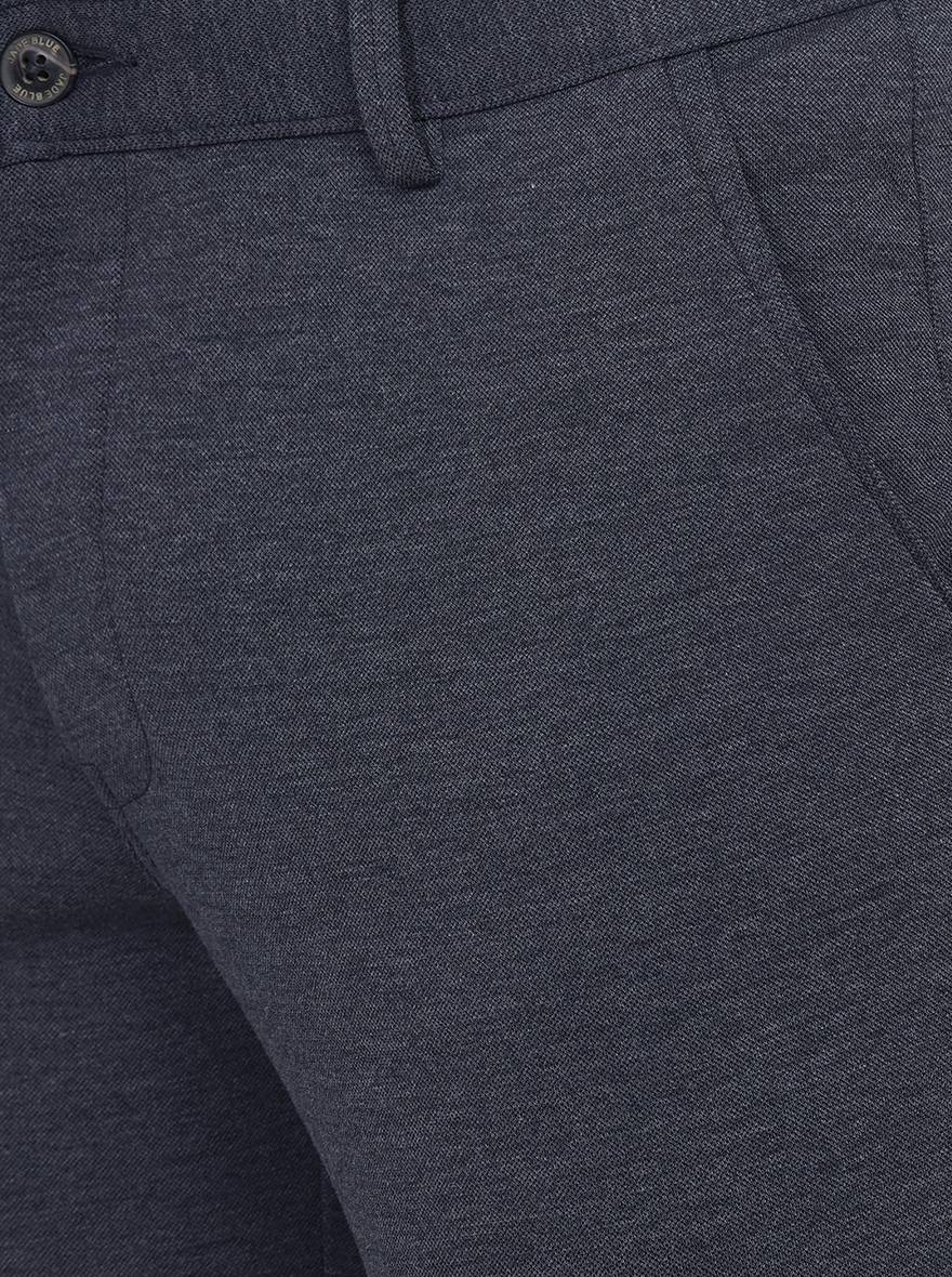 Navy Blue Solid Venice Fit Casual Trouser | JadeBlue