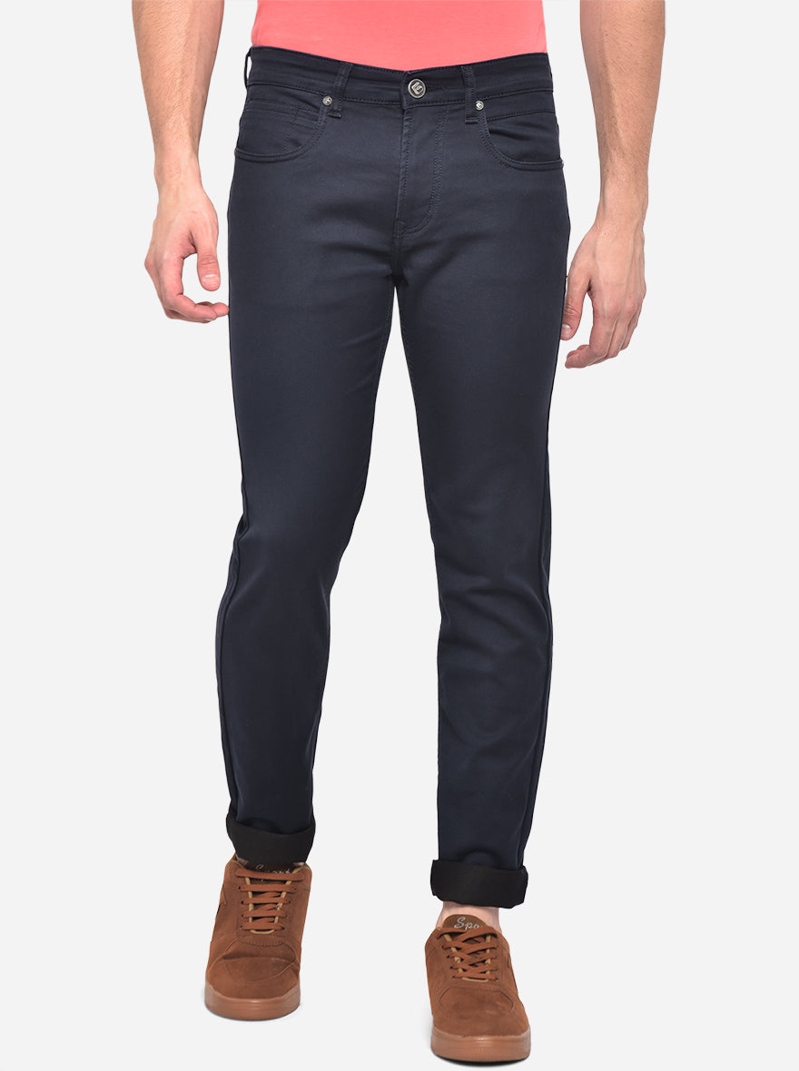 Navy Blue Washed Narrow Fit Jeans | Greenfibre