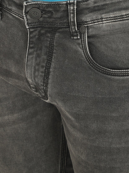 Dark Grey Washed Slim Fit Jeans | JadeBlue