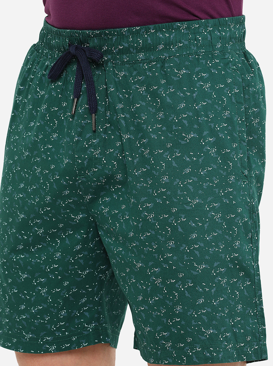 Dark Green Printed Regular Fit Boxer Shorts | JadeBlue