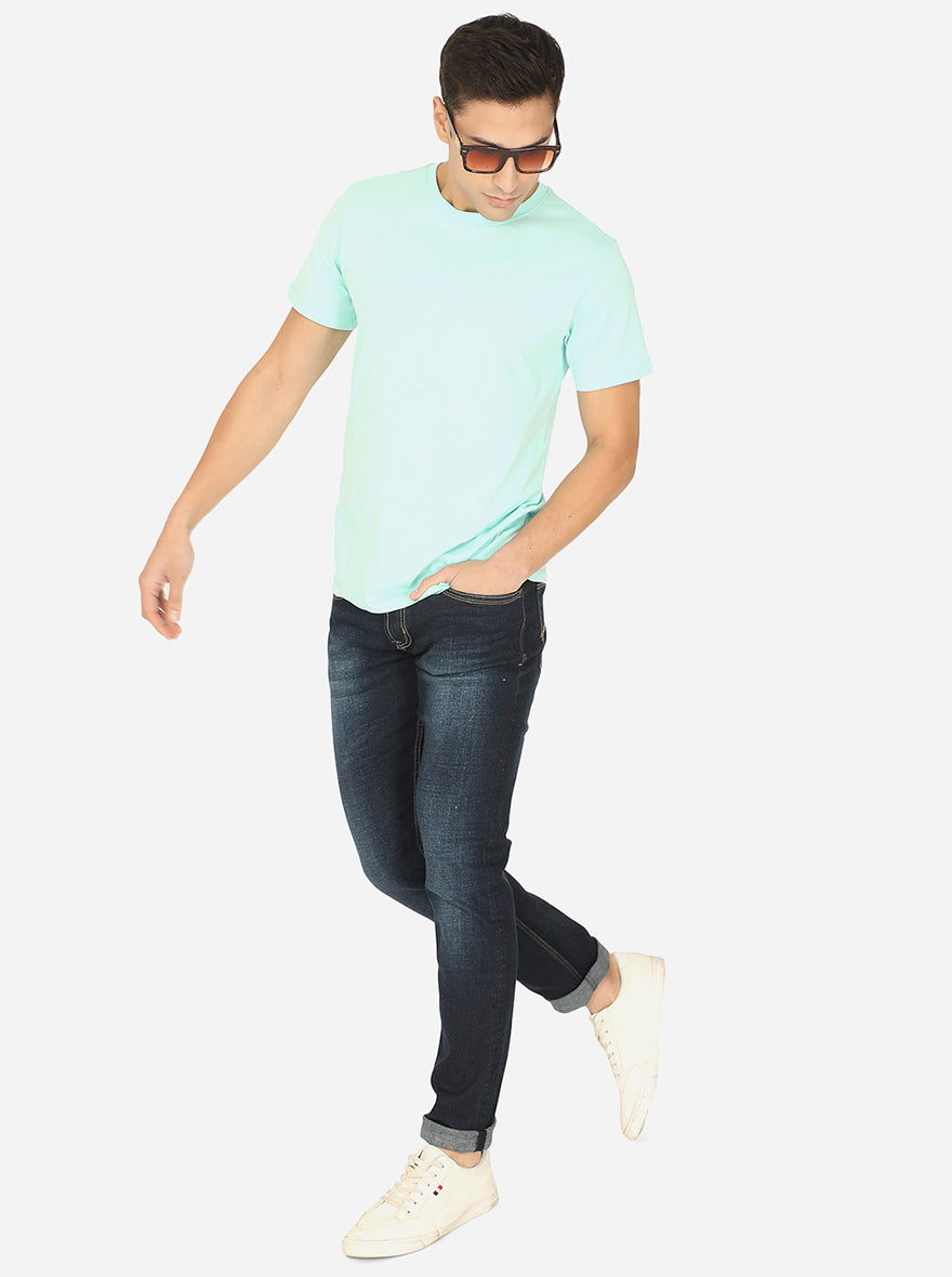 Mid Blue Washed Straight Fit Jeans | JadeBlue