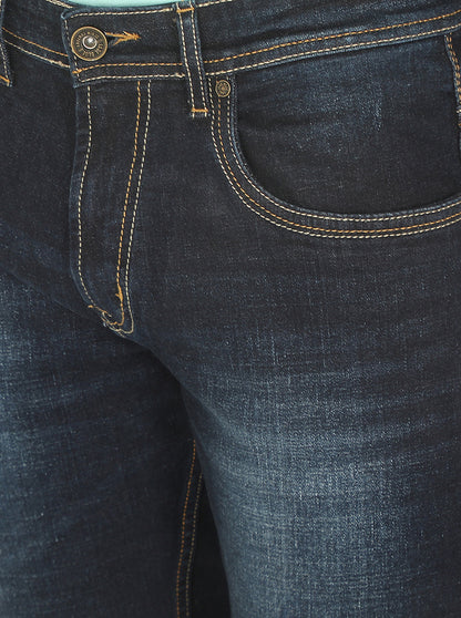 Mid Blue Washed Straight Fit Jeans | JadeBlue
