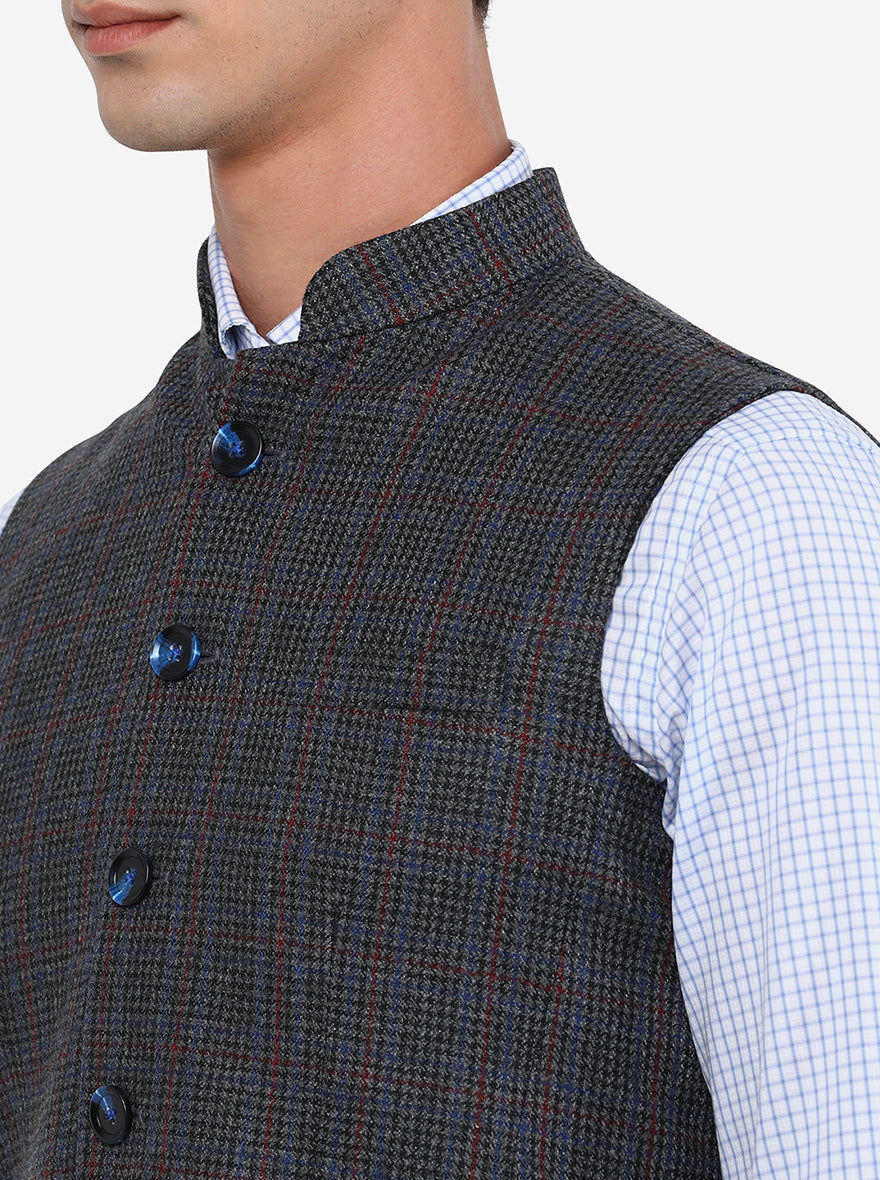 Dark Grey Bandhgala Jacket | JB Studio