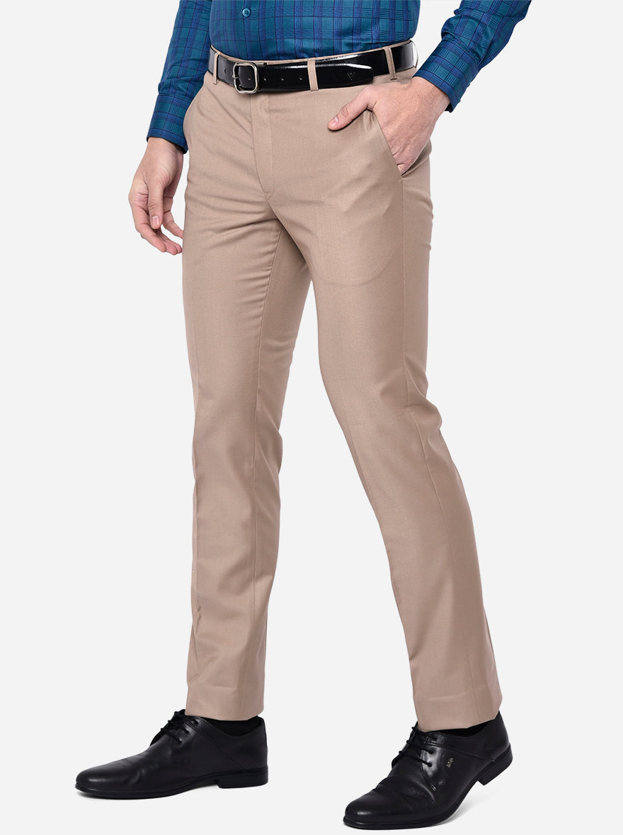 Buy CLARE&CLARA LIGHT BROWN SLIM FIT FORMAL TROUSER Online at Best Prices  in India - JioMart.
