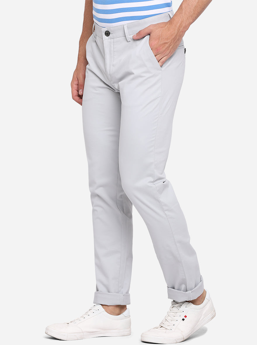 Ash Grey Solid Uno Fit Casual Trouser | JadeBlue