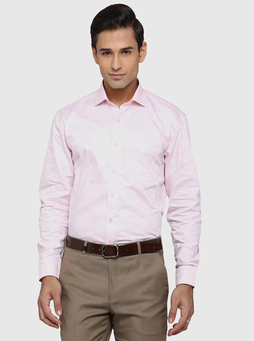 Light Pink Dobby Regular Fit Formal Shirt | JadeBlue