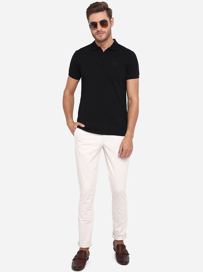 Cream Solid Uno Fit Casual Trouser | JadeBlue