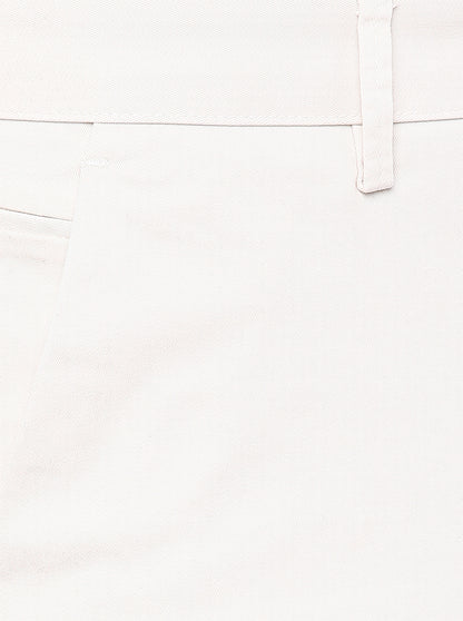 Cream Solid Uno Fit Casual Trouser | JadeBlue