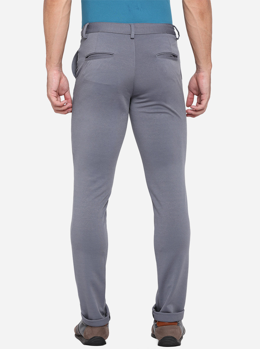 Dusty Blue Solid Slim Fit Club Wear Trouser | JB Studio