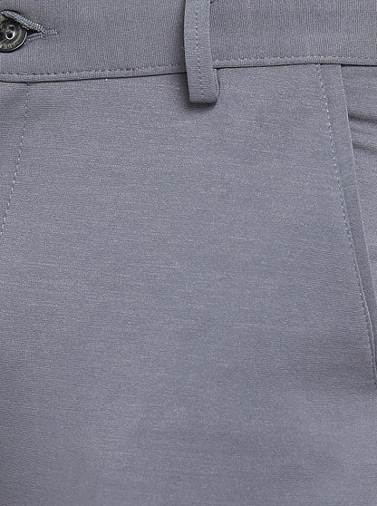 Dusty Blue Solid Slim Fit Club Wear Trouser | JB Studio