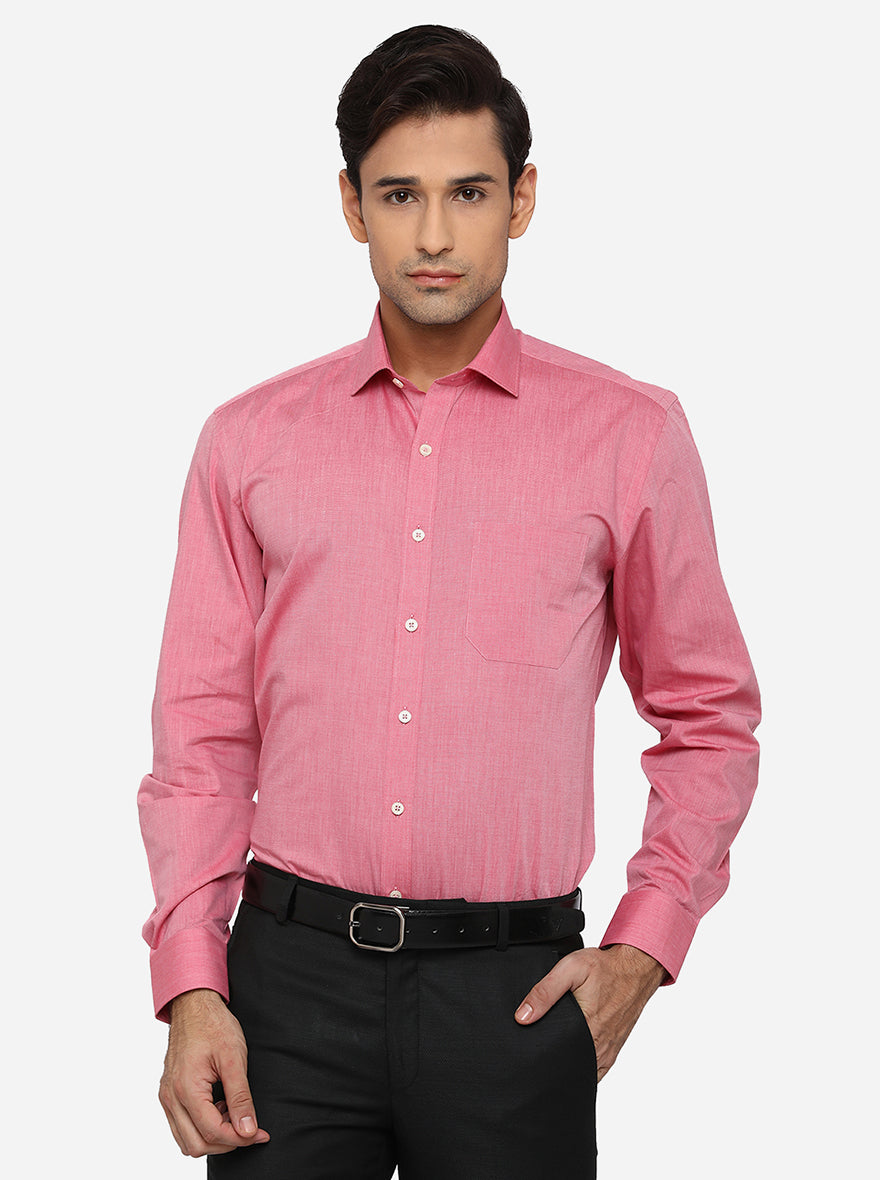 Island Pink Solid Regular Fit Formal Shirt | JadeBlue