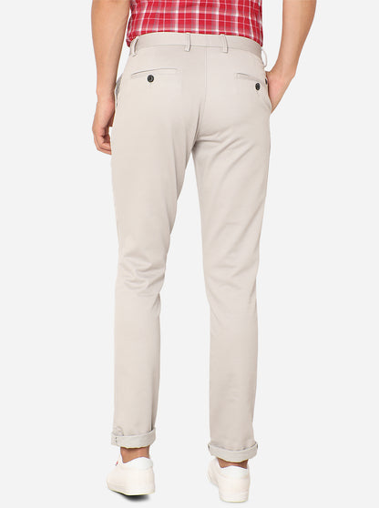 Light Beige Solid Uno Fit Casual Trouser | JadeBlue