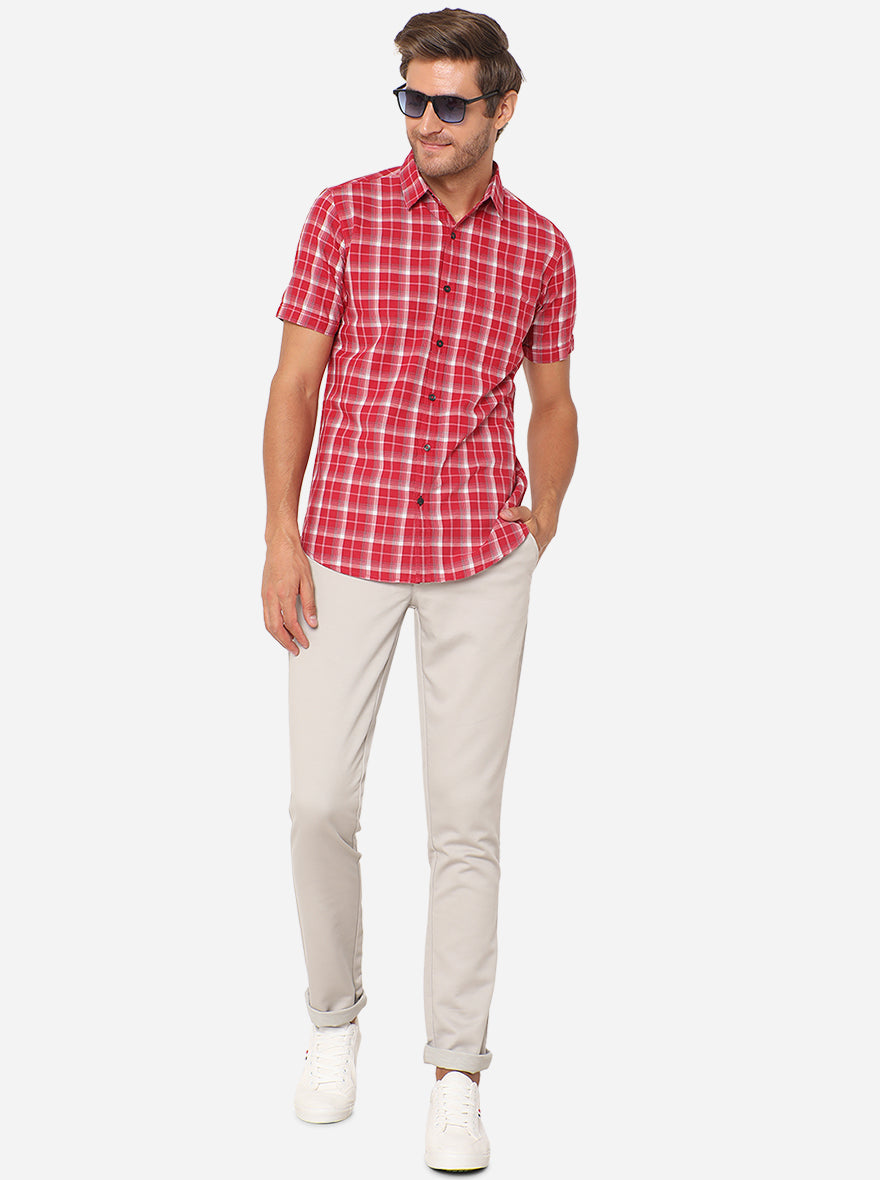 Light Beige Solid Uno Fit Casual Trouser | JadeBlue