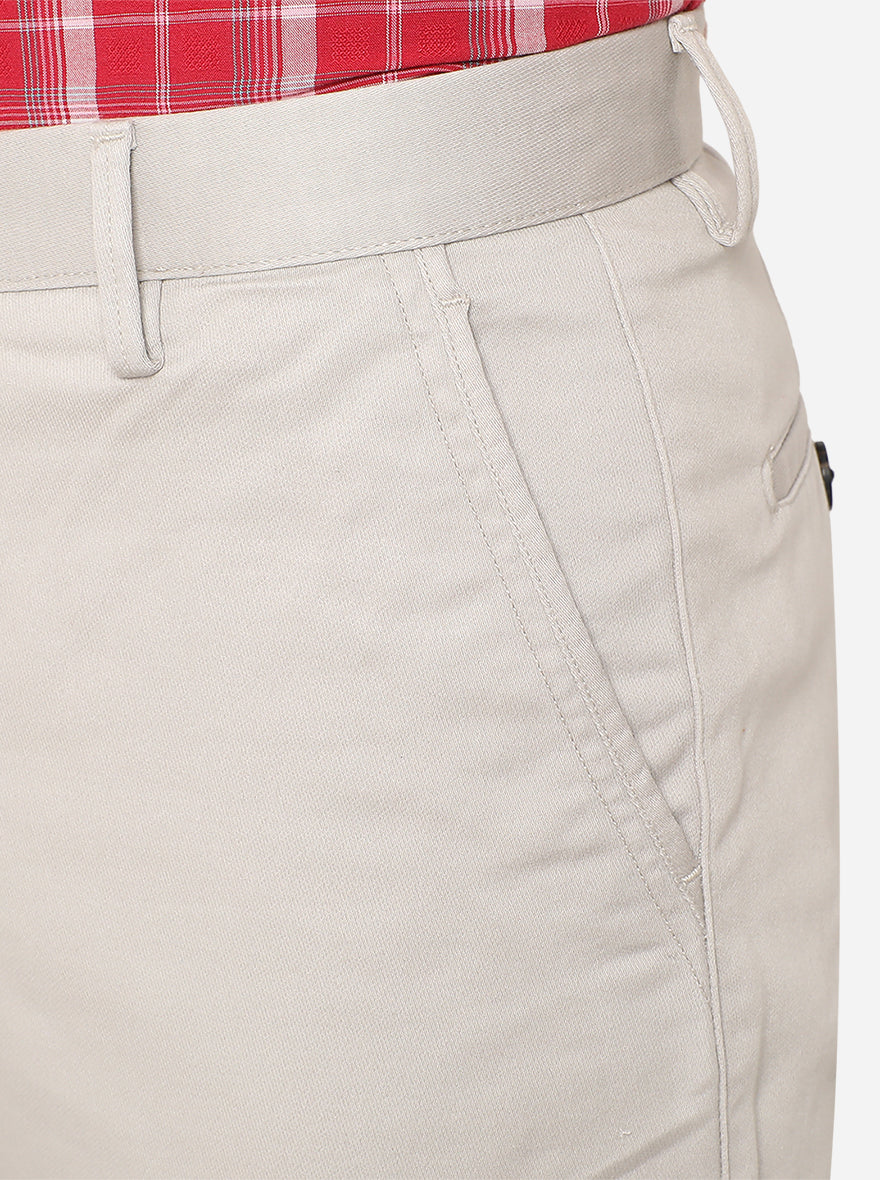 Light Beige Solid Uno Fit Casual Trouser | JadeBlue