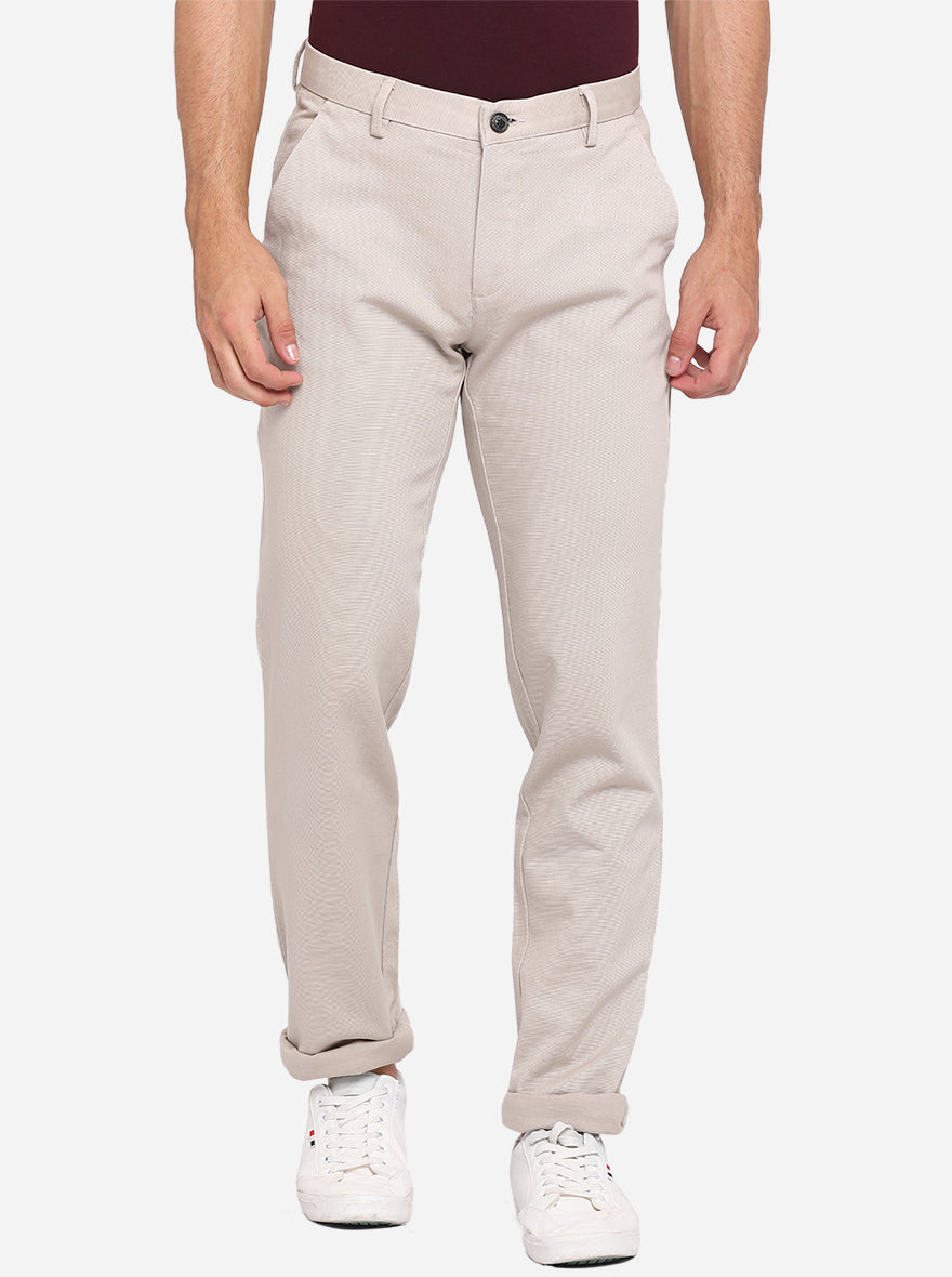 Light Grey Solid Uno Fit Casual Trouser | JadeBlue