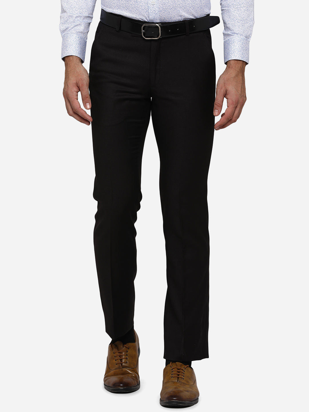 Buy Men's Solid Full Length Formal Trousers Online | Centrepoint Qatar