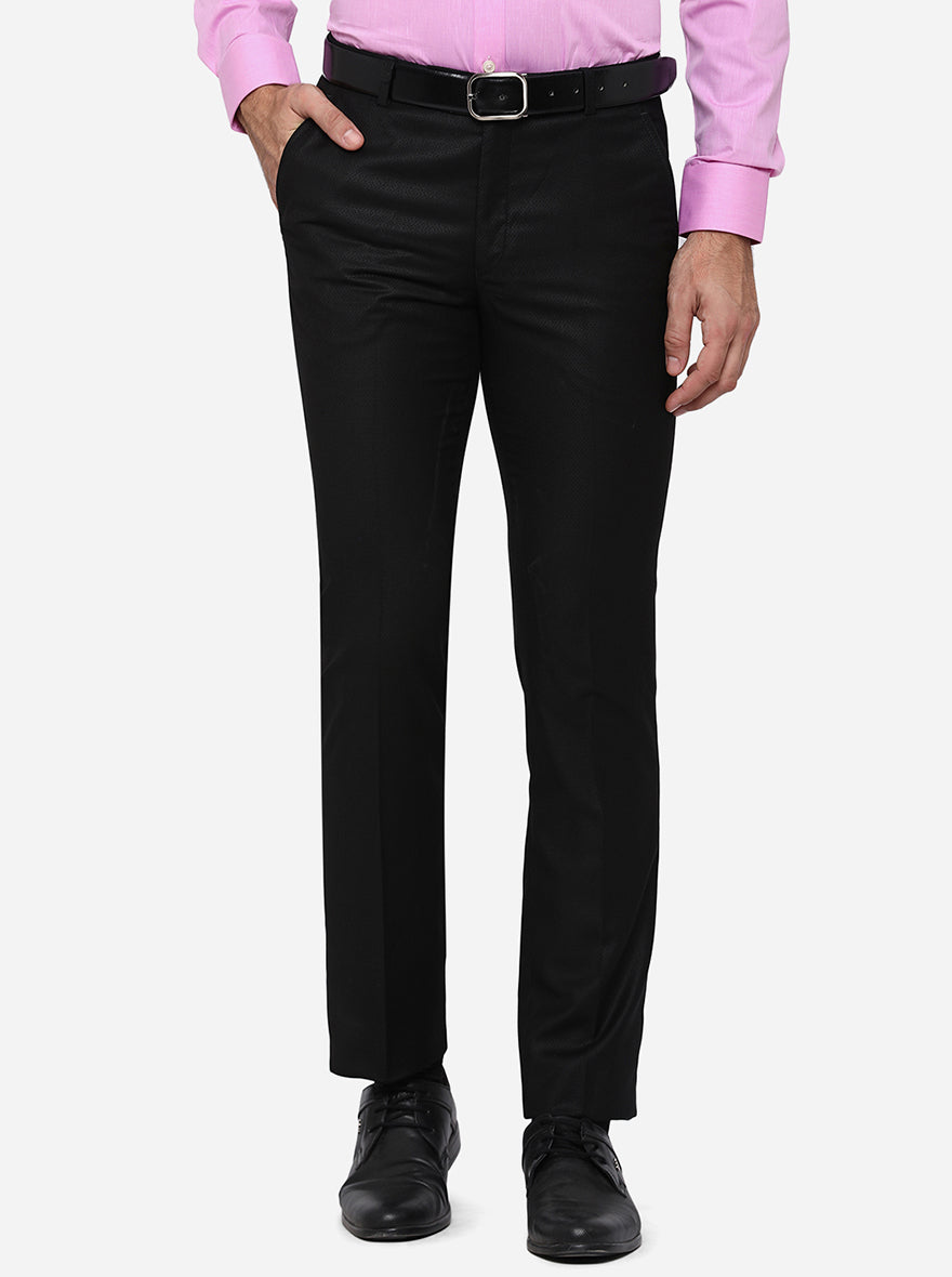 Black Solid Slim Fit Formal Trouser | JB Studio