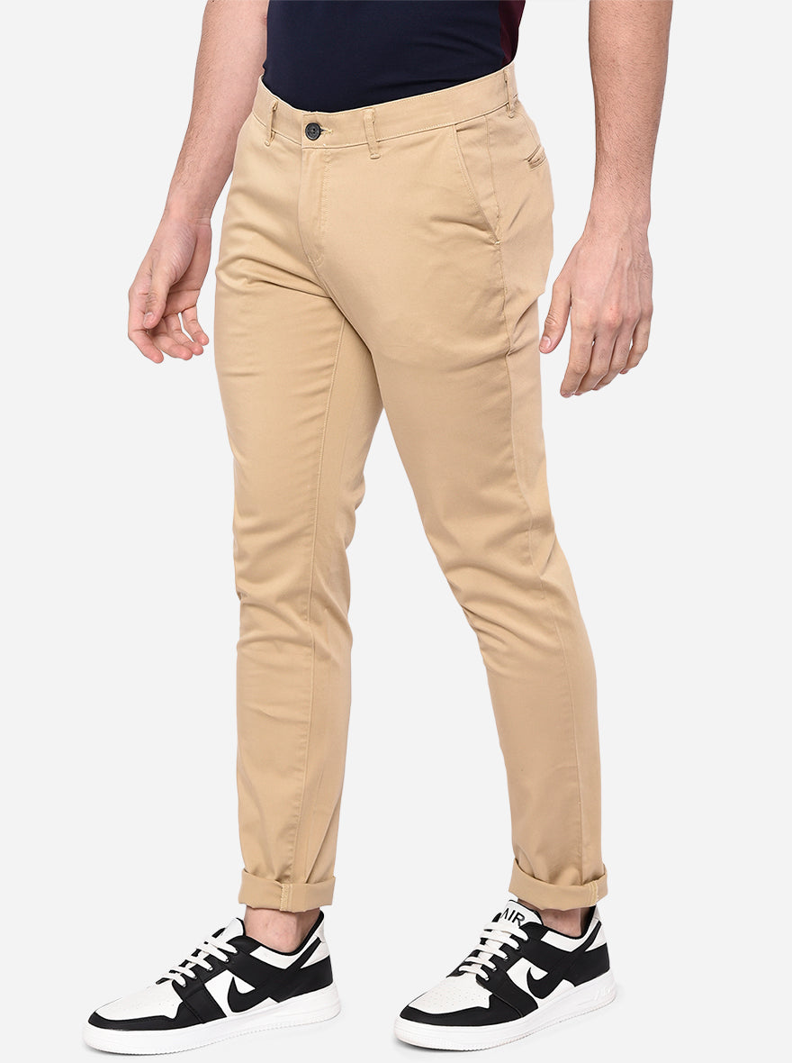 Khaki Solid Neo Fit Casual Trouser | Greenfibre