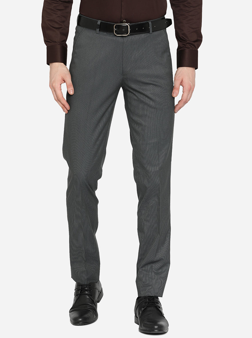 Grey Solid Super Slim Fit Formal Trouser | JadeBlue Youth
