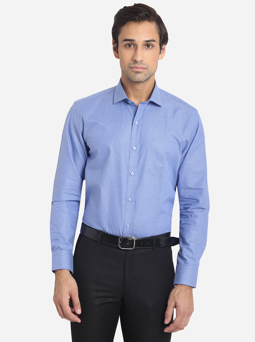 Pasific Blue Solid Regular Fit Formal Shirt | Greenfibre