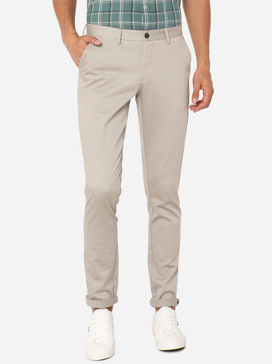 Stone Grey Solid Uno Fit Casual Trouser | JadeBlue Sport