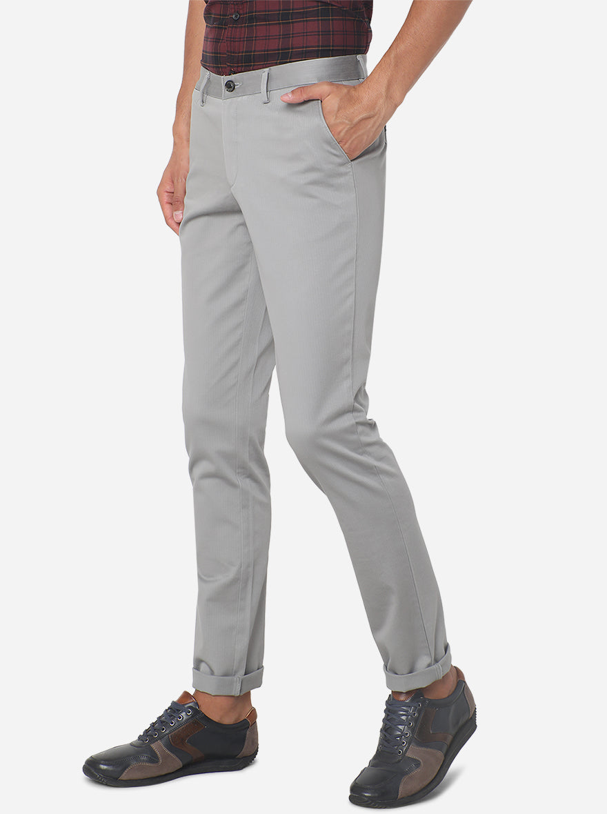 Grey Solid Uno Fit Casual Trouser | JadeBlue