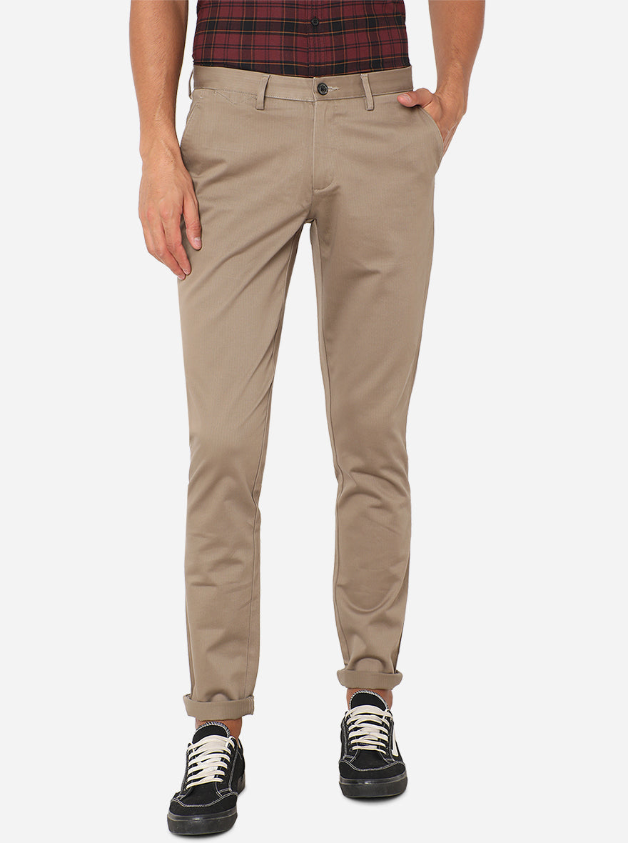 Khaki Solid Uno Fit Casual Trouser | JadeBlue Sport