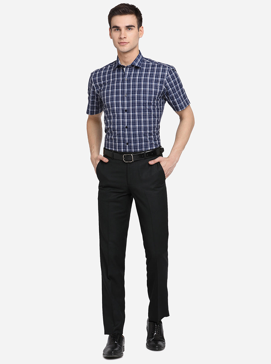 Olive Solid Slim Fit Formal Trouser | Metal