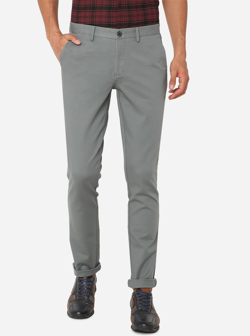 Ash Grey Solid Uno Fit Casual Trouser | JadeBlue Sport