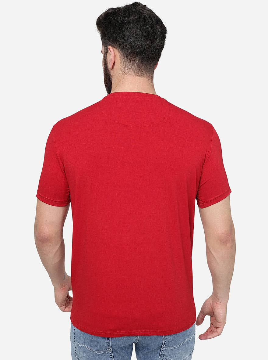 Red Printed Slim Fit T-Shirt | JadeBlue
