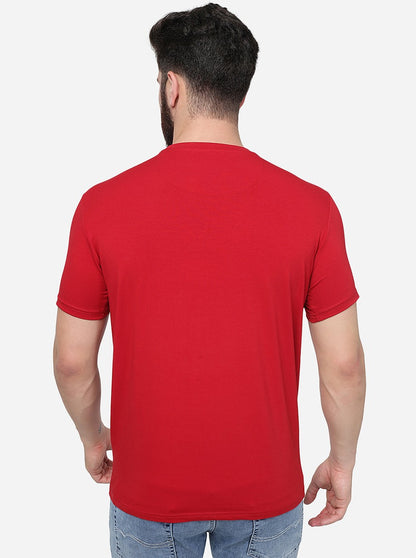Red Printed Slim Fit T-Shirt | JadeBlue