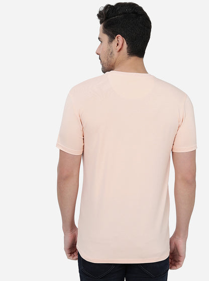 Peach Printed Slim Fit T-Shirt | JadeBlue