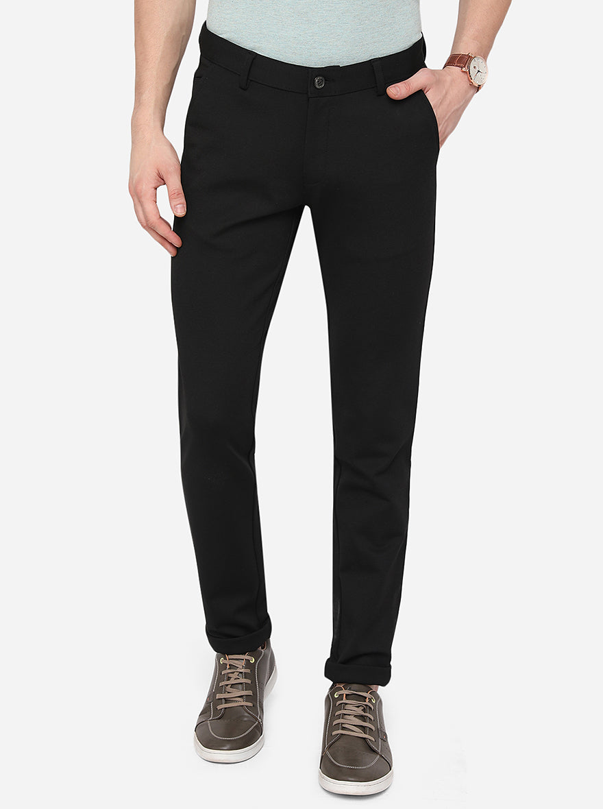 Black Solid Slim Fit Formal Trouser | JB Studio