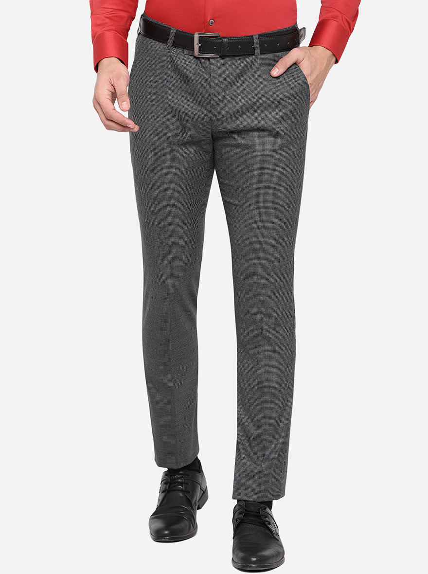 Grey Solid Super Slim Fit Formal Trouser | JadeBlue