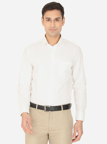 White Solid Slim Fit Formal Shirt | Metal