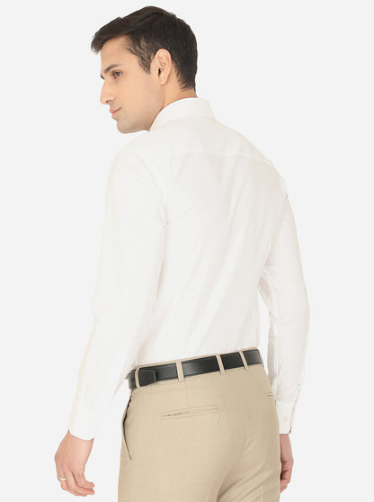 White Solid Slim Fit Formal Shirt | Metal