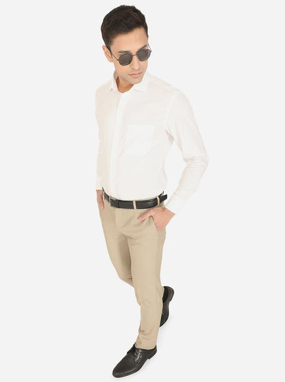 White Solid Slim Fit Formal Shirt | Metal
