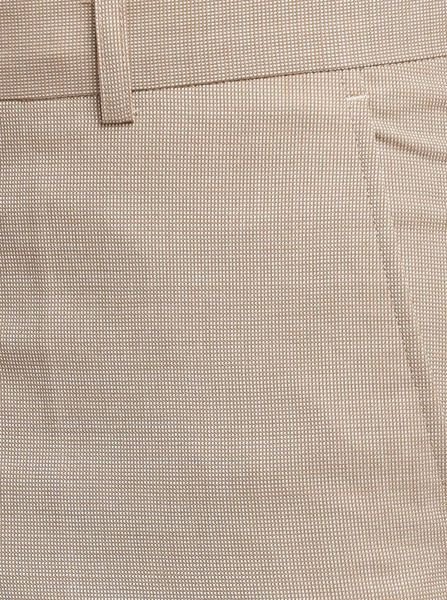 Beige Solid Slim Fit Formal Trouser | Metal