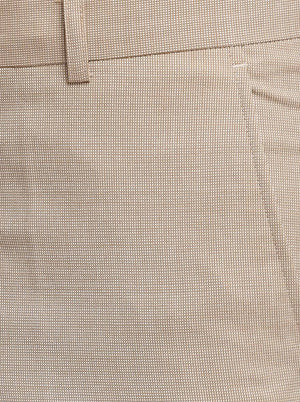 Beige Solid Slim Fit Formal Trouser | Metal