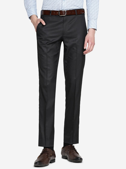 Black Solid Slim Fit Formal Trouser | JB Studio
