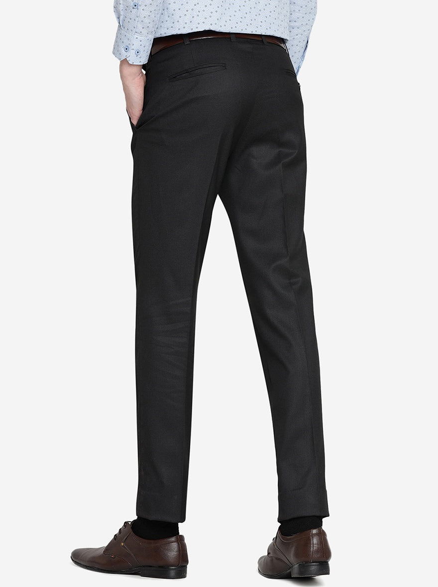 Black Solid Slim Fit Formal Trouser | JB Studio