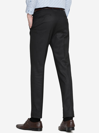 Black Solid Slim Fit Formal Trouser | JB Studio