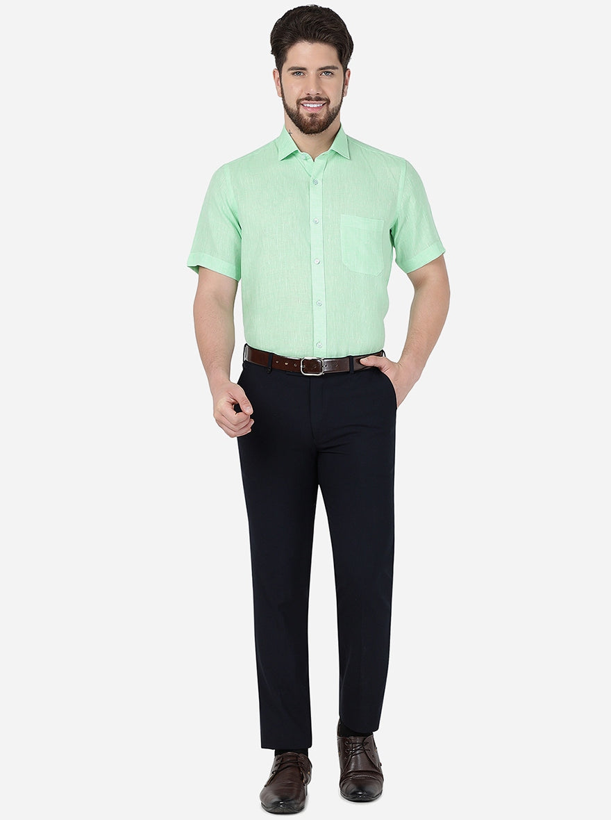 Light Green Solid Regular Fit Formal Shirt | JadeBlue