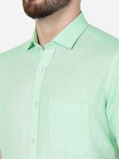 Light Green Solid Regular Fit Formal Shirt | JadeBlue