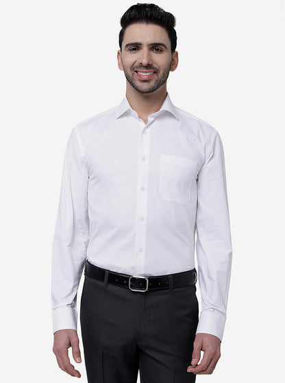 White Striped Regular Fit Formal Shirt | JadeBlue